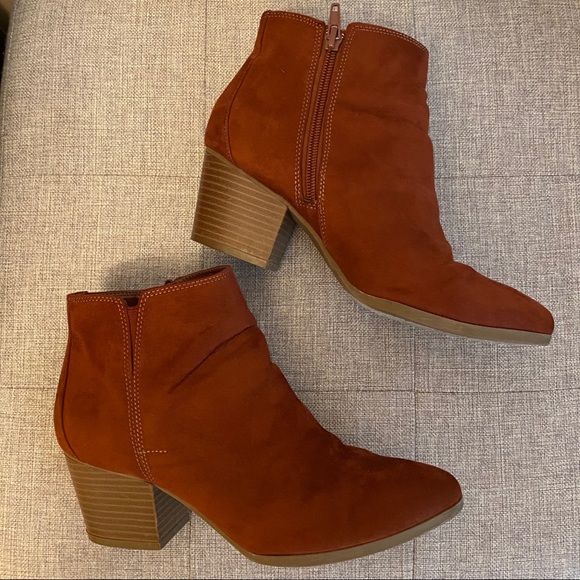 burnt orange ankle boots